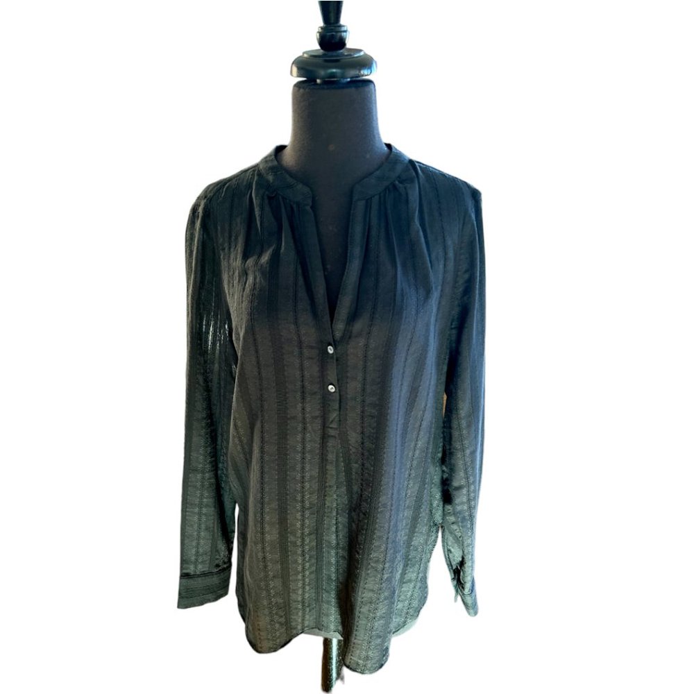 Vince 100% Cotton Black Button Down Blouse Size 8